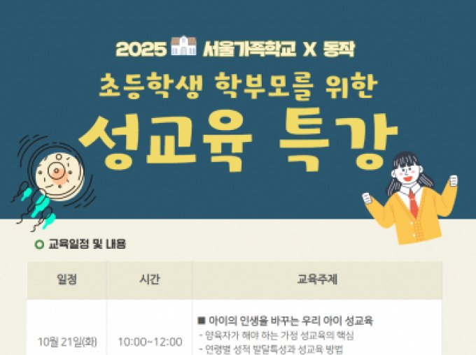 [동작구][2025 동작가족학교] 초등 학부모를 위한 성교육 특강