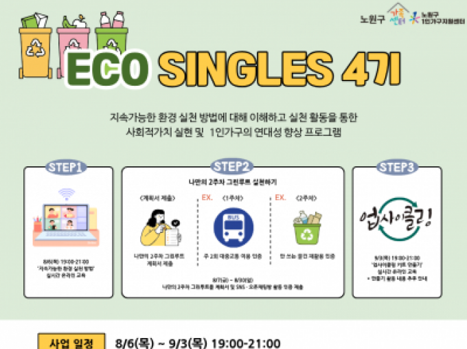 [노원구] 1인가구 환경캠페인 <에코싱글즈4기> 참여자 모집 중