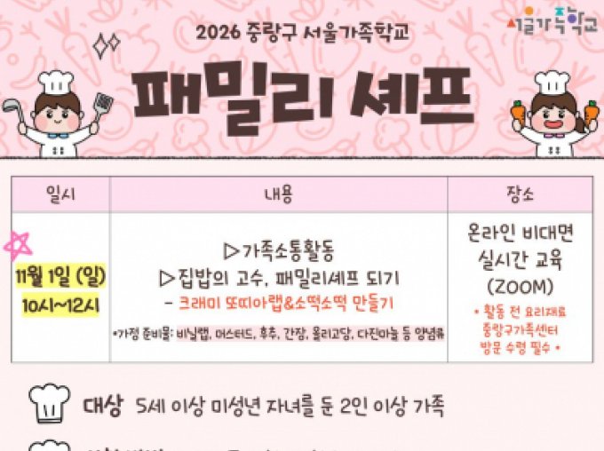 [중랑구가족센터] 패밀리셰프(11/1)