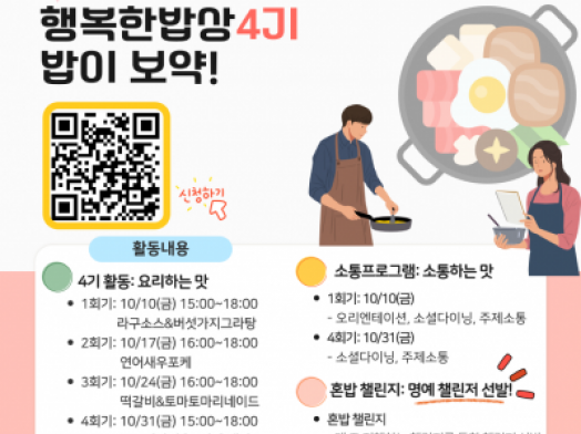 [용산구] 서울시1인가구지원사업 <행복한밥상 '밥이보약' 4기> 참여자 모집