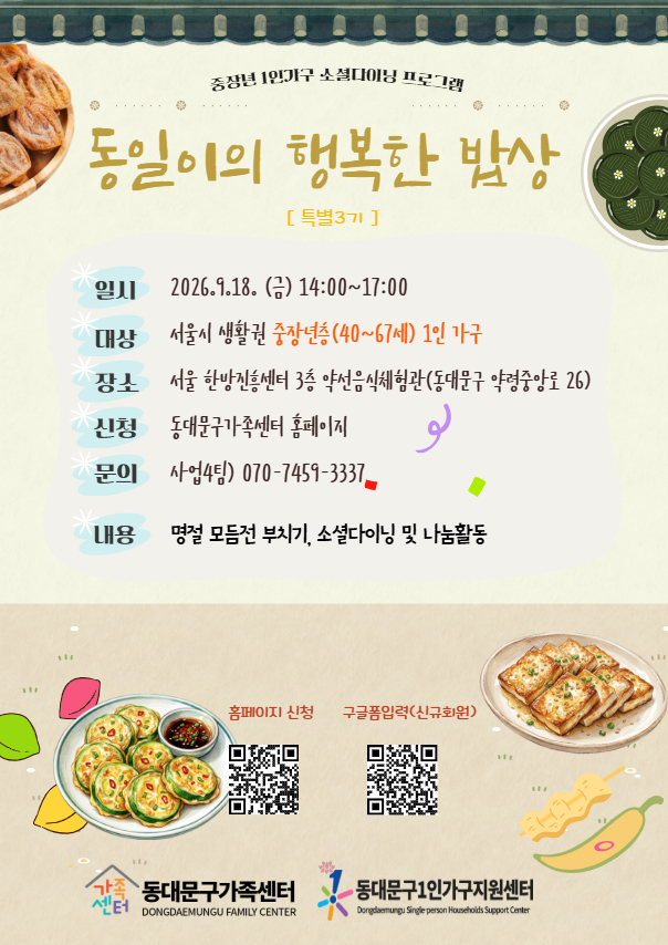 중장년 1인가구의 건강한 식생활 형성과 고립감 해소를 위한 소셜다이닝 프로그램