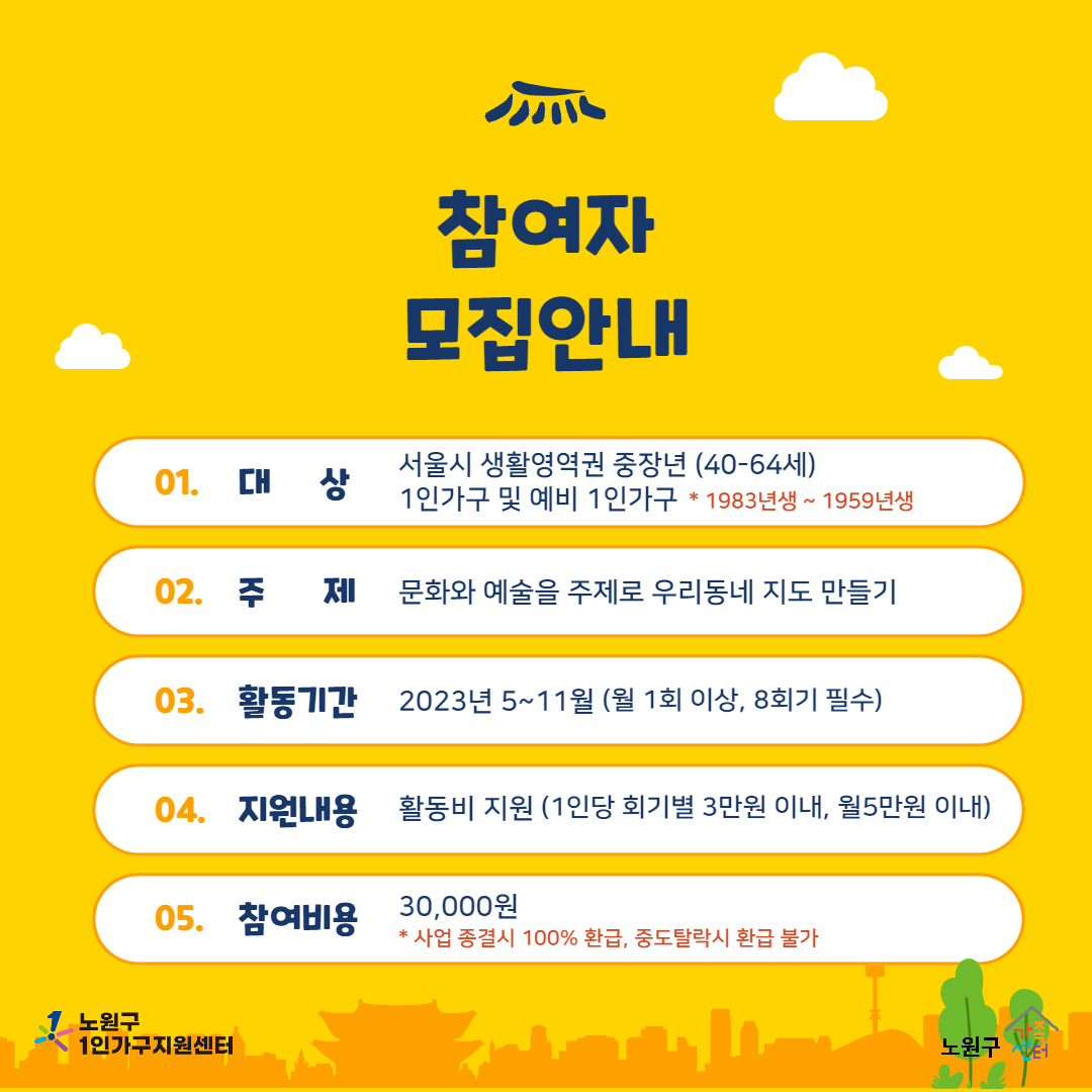 [노원구] 1인가구지원사업 중년기 사회적관계망 프로그램 홍보지