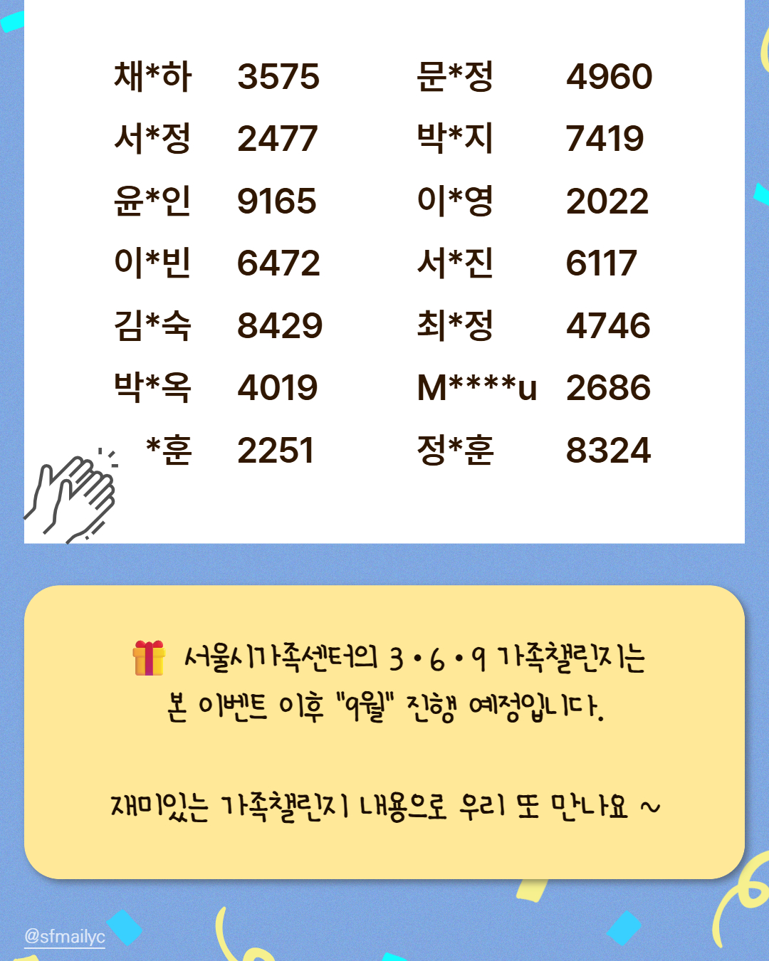 [3·6·9 돌봄루틴 챌린지] <독서가족: 책으로 모인 우리> 당첨자 발표!!