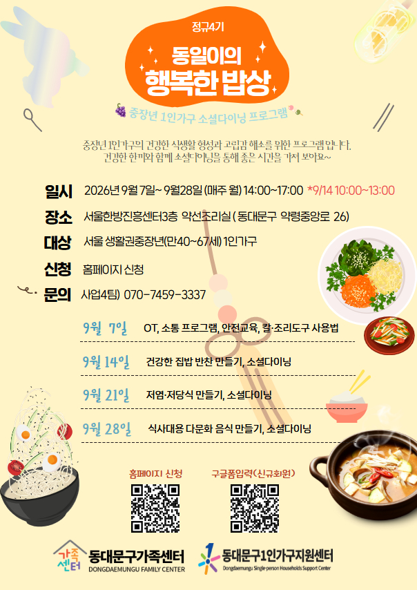 중장년 1인가구의 건강한 식생활 형성과 고립감 해소를 위한 소셜다이닝 프로그램